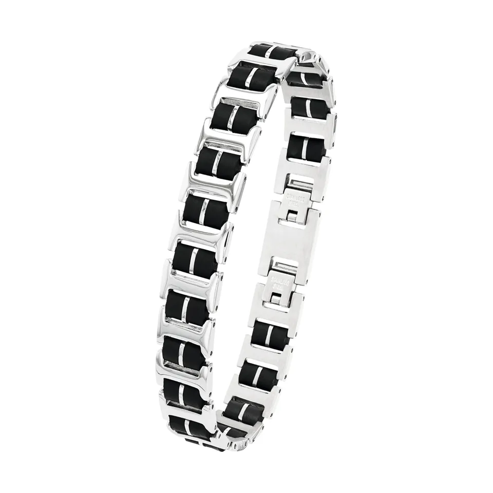amor-armschmuck-herren-armband-schwarz-silber-edelstahl image 1
