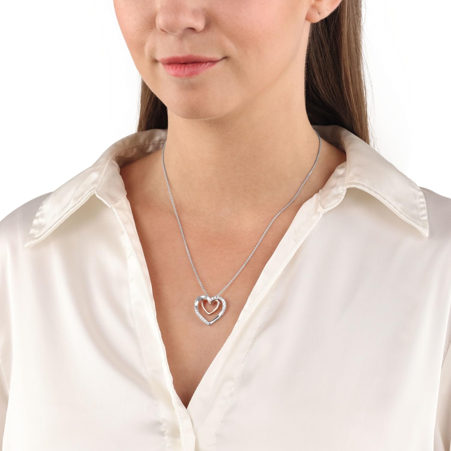 amor-herz-halskette-925-silber-bicolor-mit-zirkonia-50-cm image 2