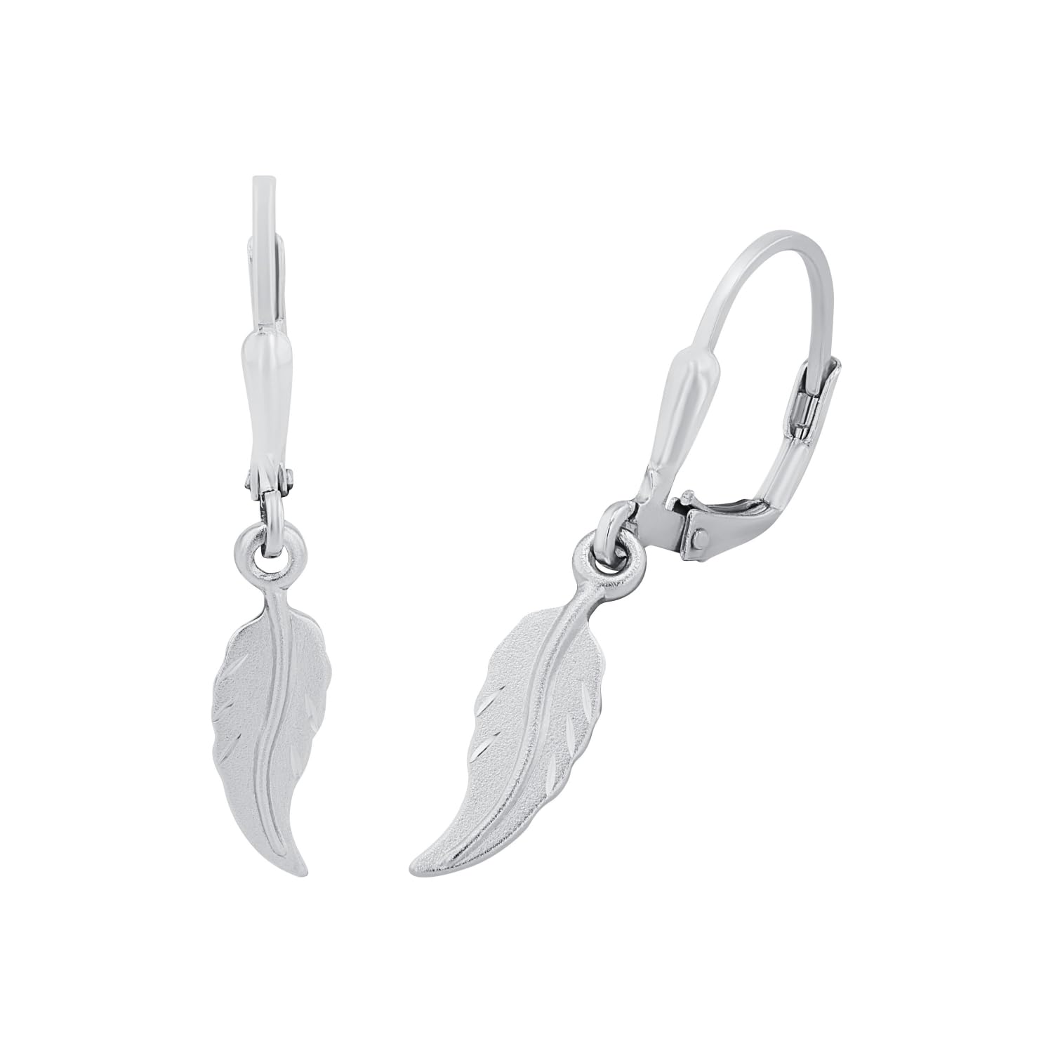 amor-ohrschmuck-9059751-ohrh-nger-feder-silber-3-cm image 1