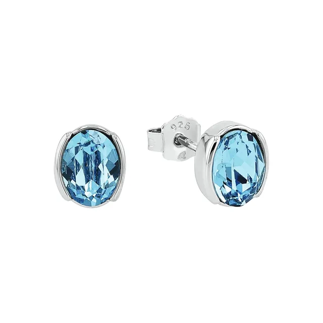 amor-ohrschmuck-ohrstecker-silber-blau-kristallglas-9-mm-oval image 1
