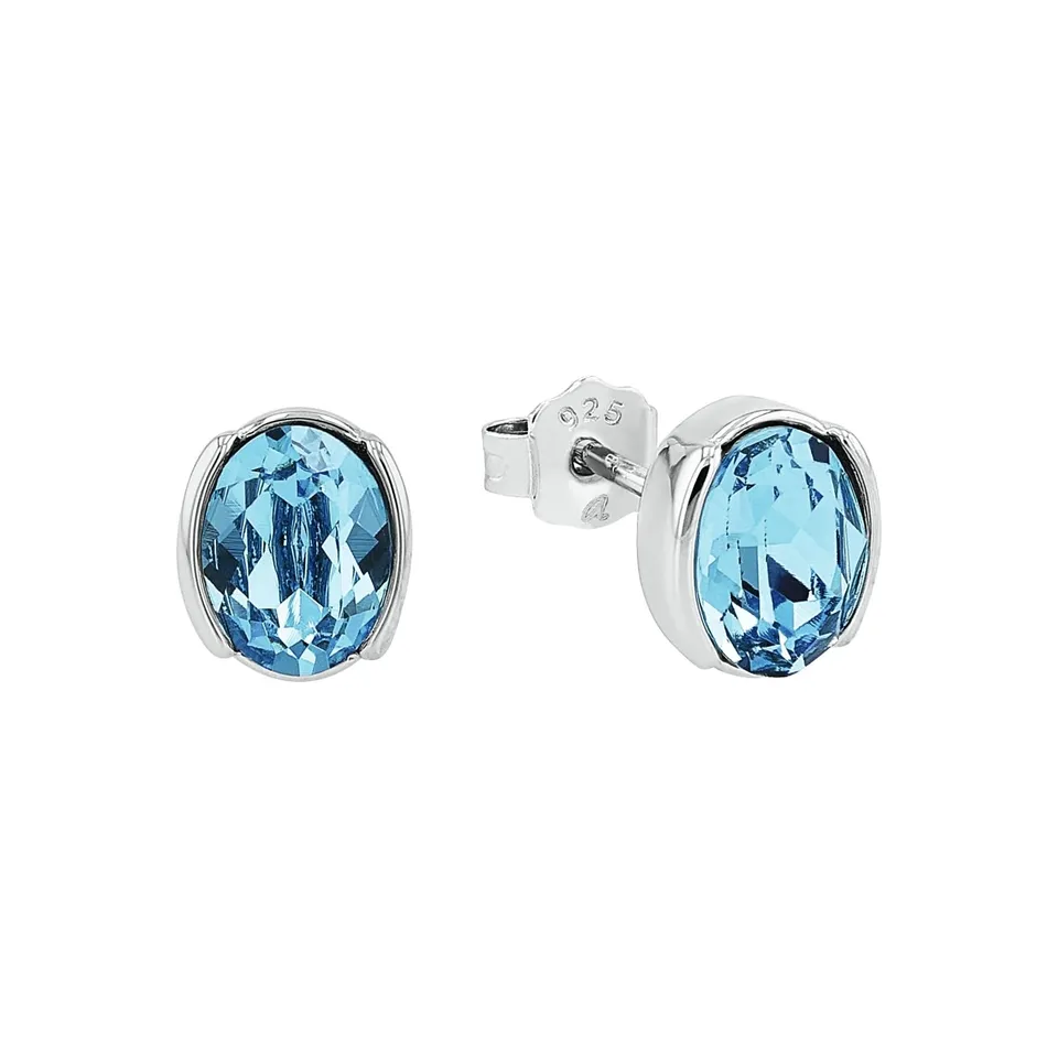 amor-ohrschmuck-ohrstecker-silber-blau-kristallglas-9-mm-oval image 1