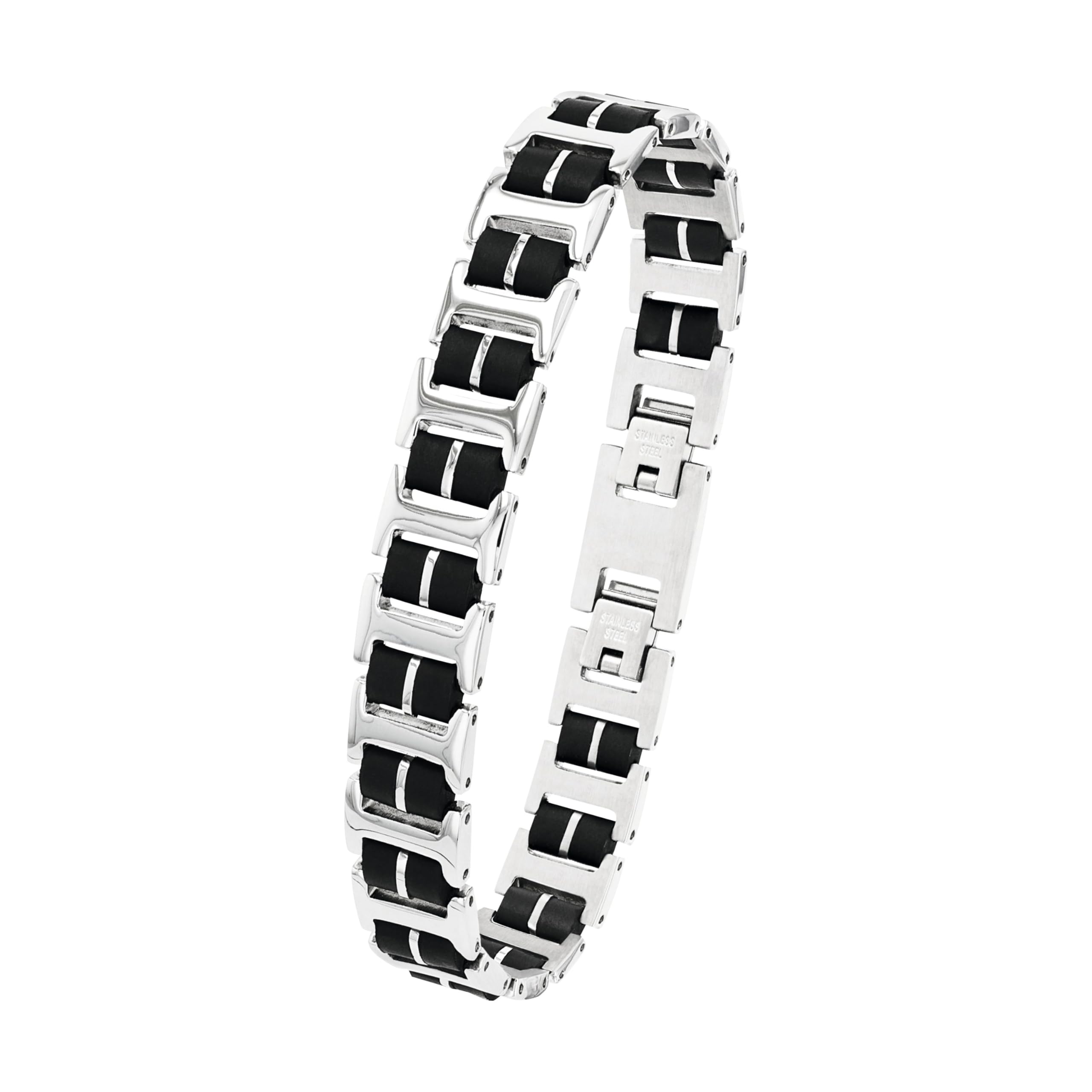 amor-armschmuck-herren-armband-schwarz-silber-edelstahl image 1