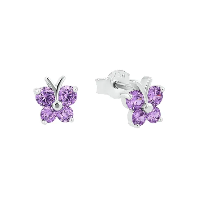 amor-9210039-ohrstecker-schmetterling-lila-zirkonia-kinder image 1