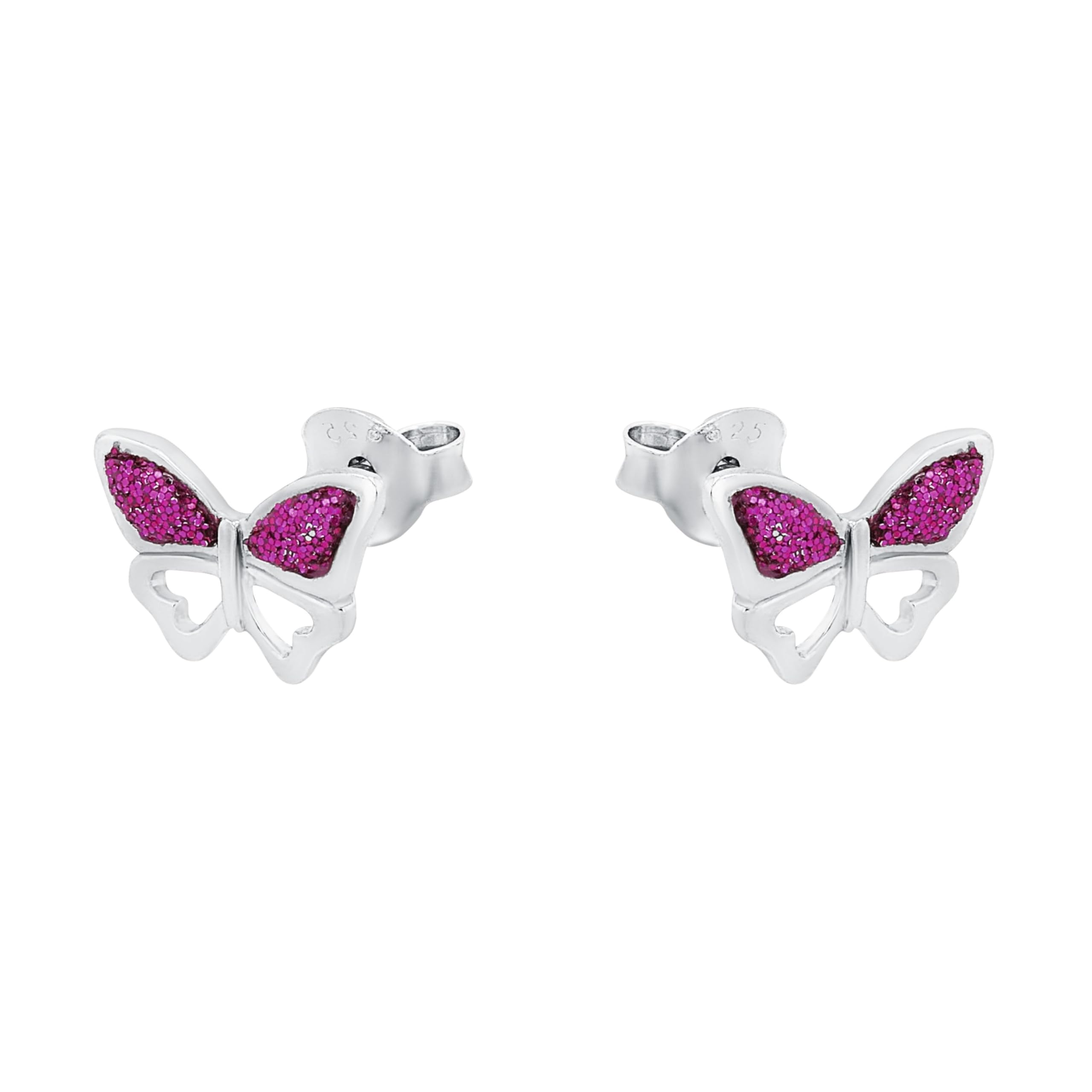 amor-ohrstecker-m-dchen-schmetterling-dunkelrosa-silber image 4
