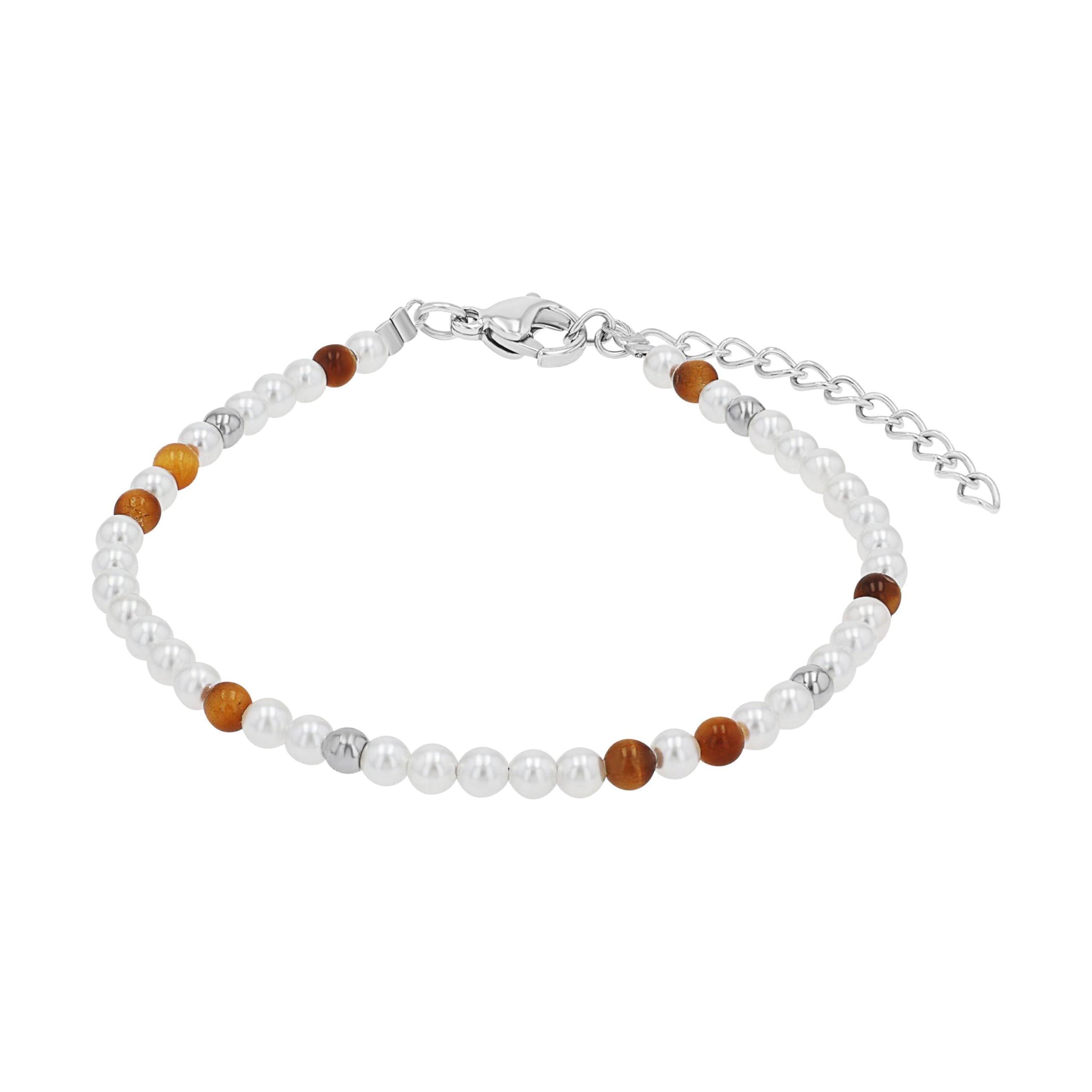 amor-armband-edelstahl-braun-kugel-anh-nger image 1