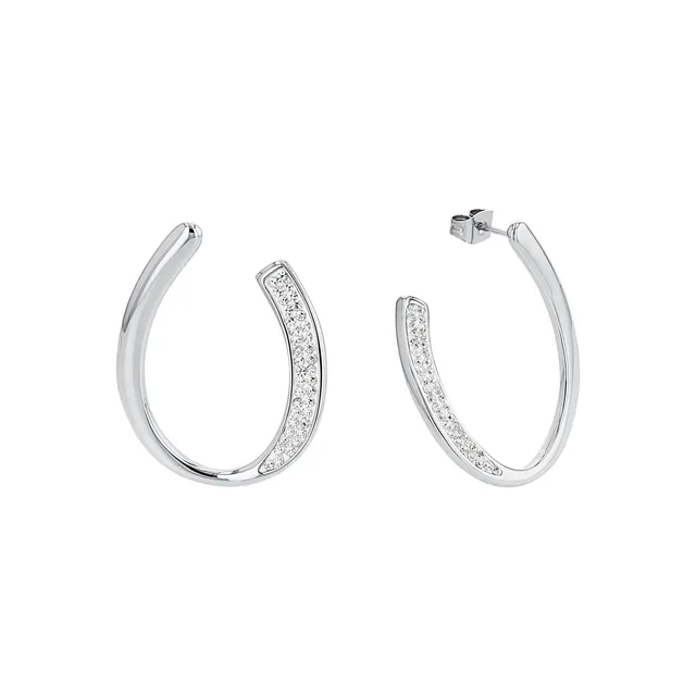 amor-ohrschmuck-creolen-edelstahl-3-1-cm-silber-zirkonia image 1