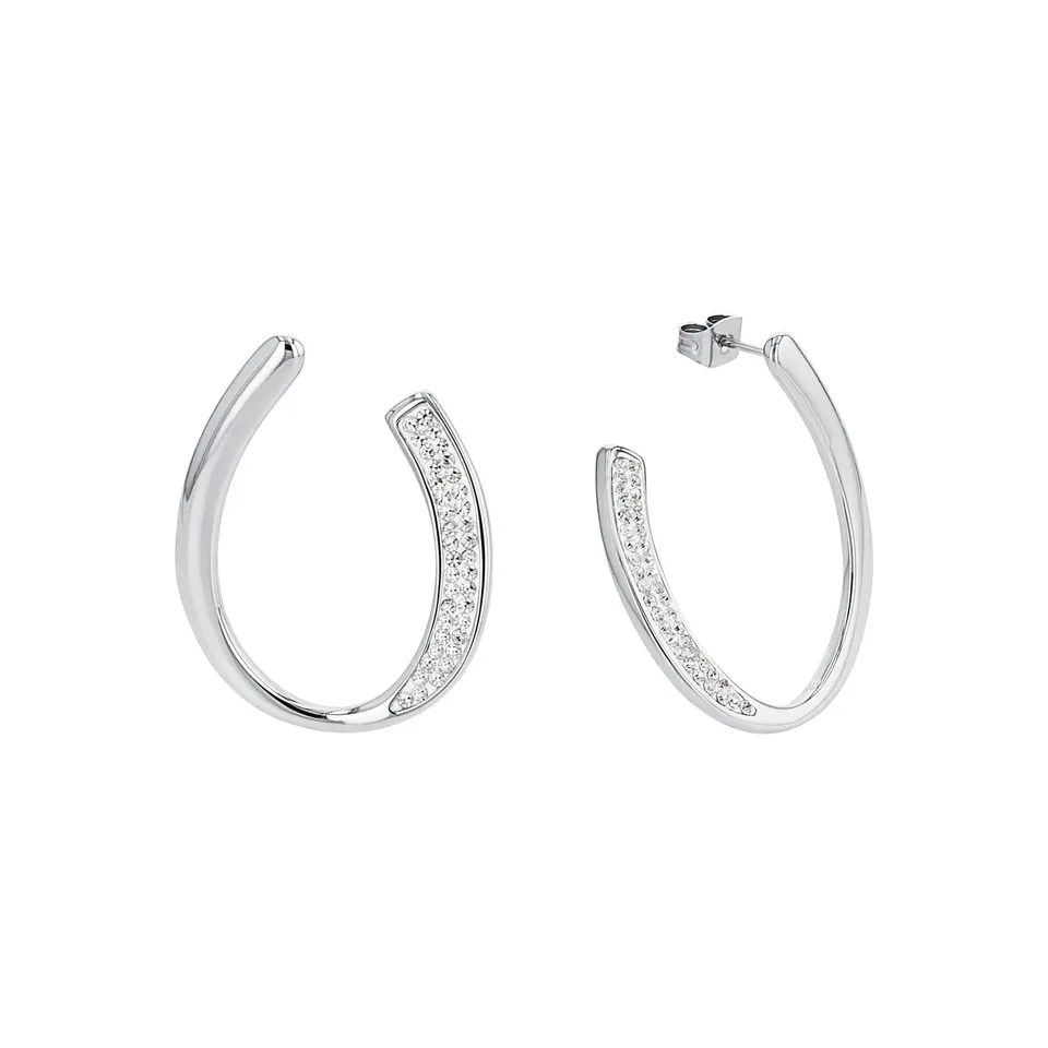 amor-ohrschmuck-creolen-edelstahl-3-1-cm-silber-zirkonia image 1