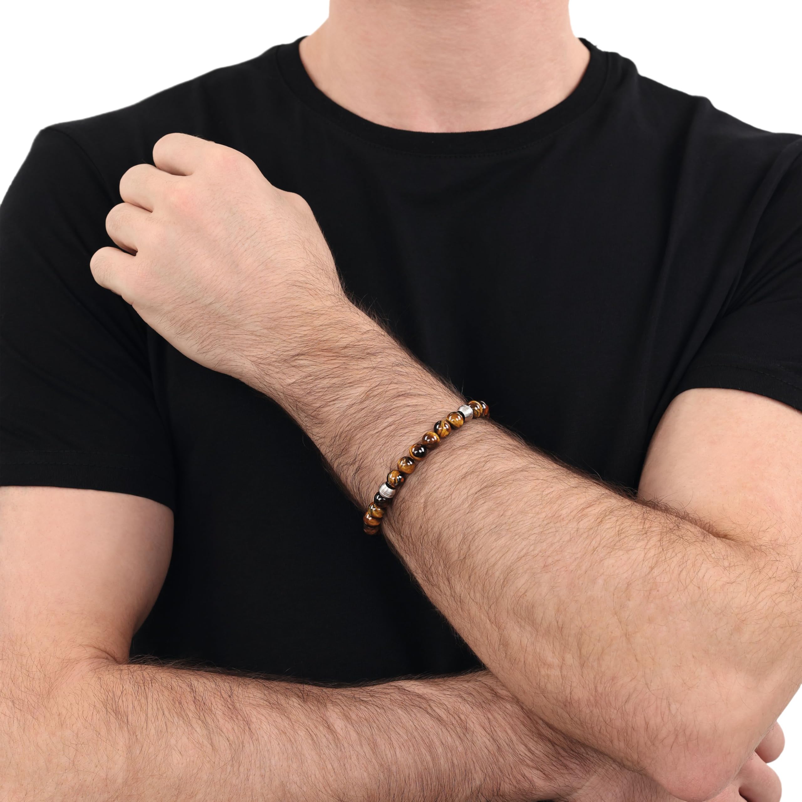 amor-2040305-armband-tigerauge-19-cm-edelstahl-herren image 2