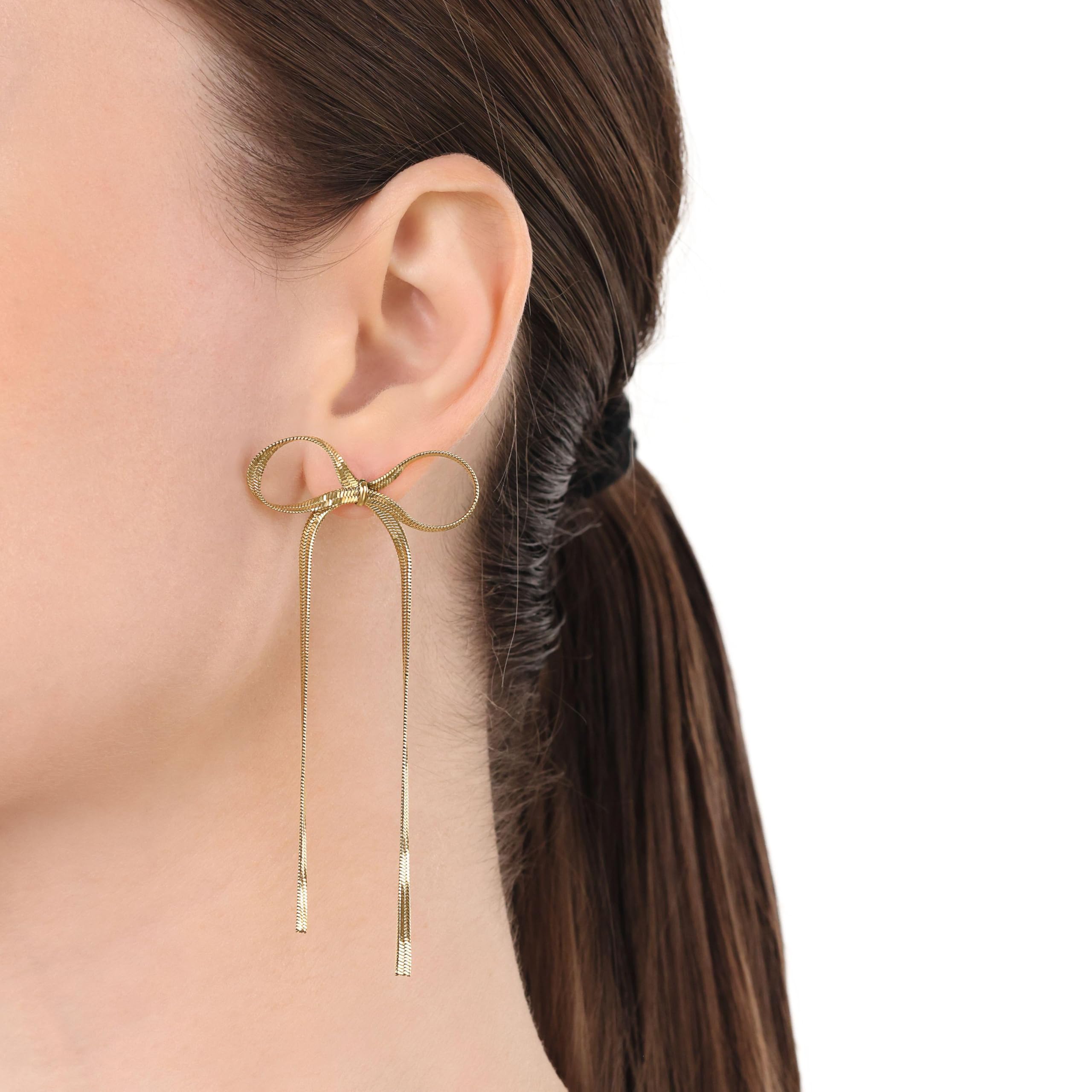 amor-2100179-ohrh-nger-damen-gold-schleife-90-mm image 2