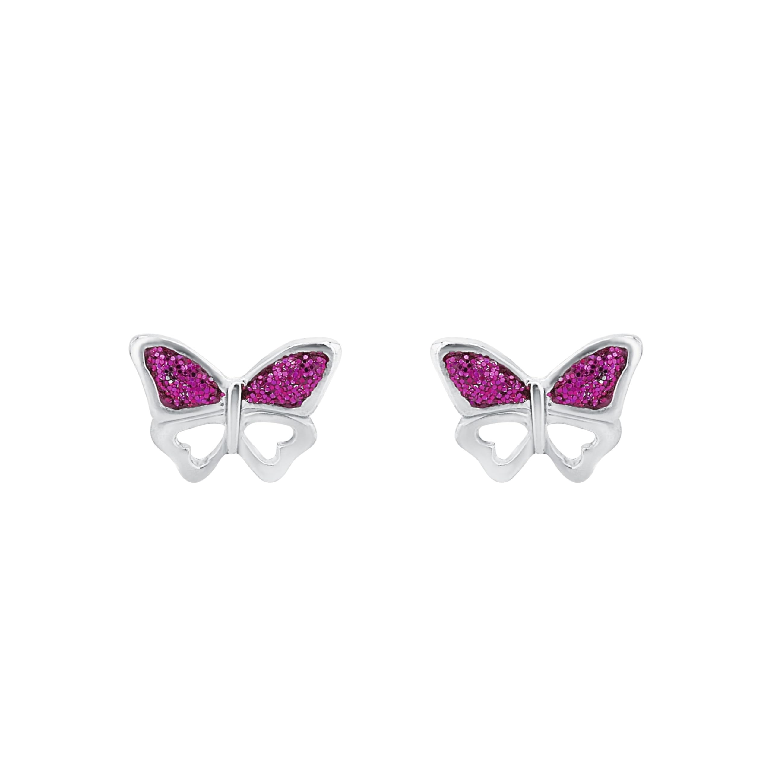 amor-ohrstecker-m-dchen-schmetterling-dunkelrosa-silber image 3