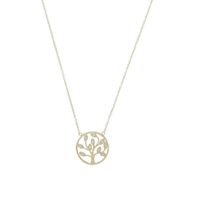 amor-2012773-lebensbaum-kette-925-silber-gold-42-3-cm-zirkonia image 1