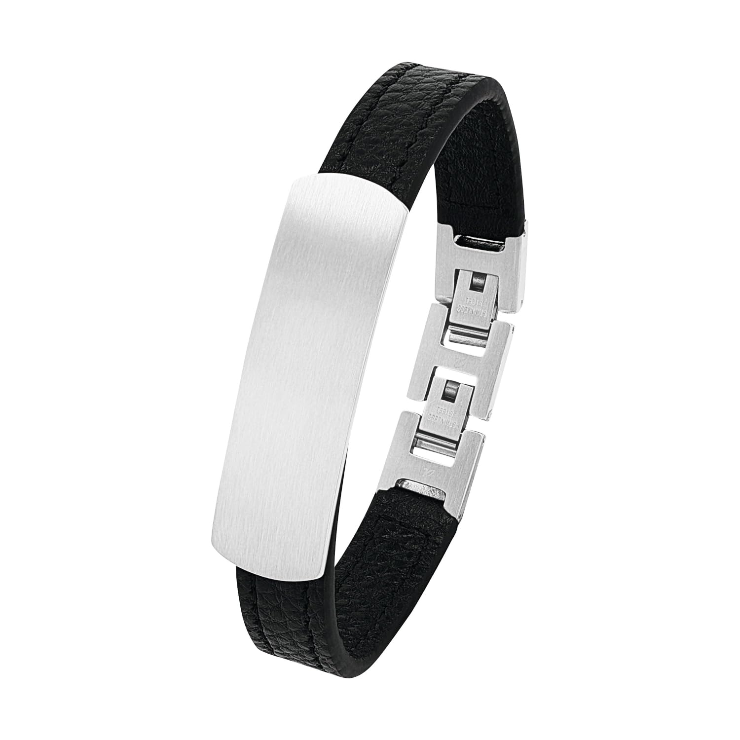 amor-armschmuck-identarmband-leder-edelstahl-21-cm-herren image 1