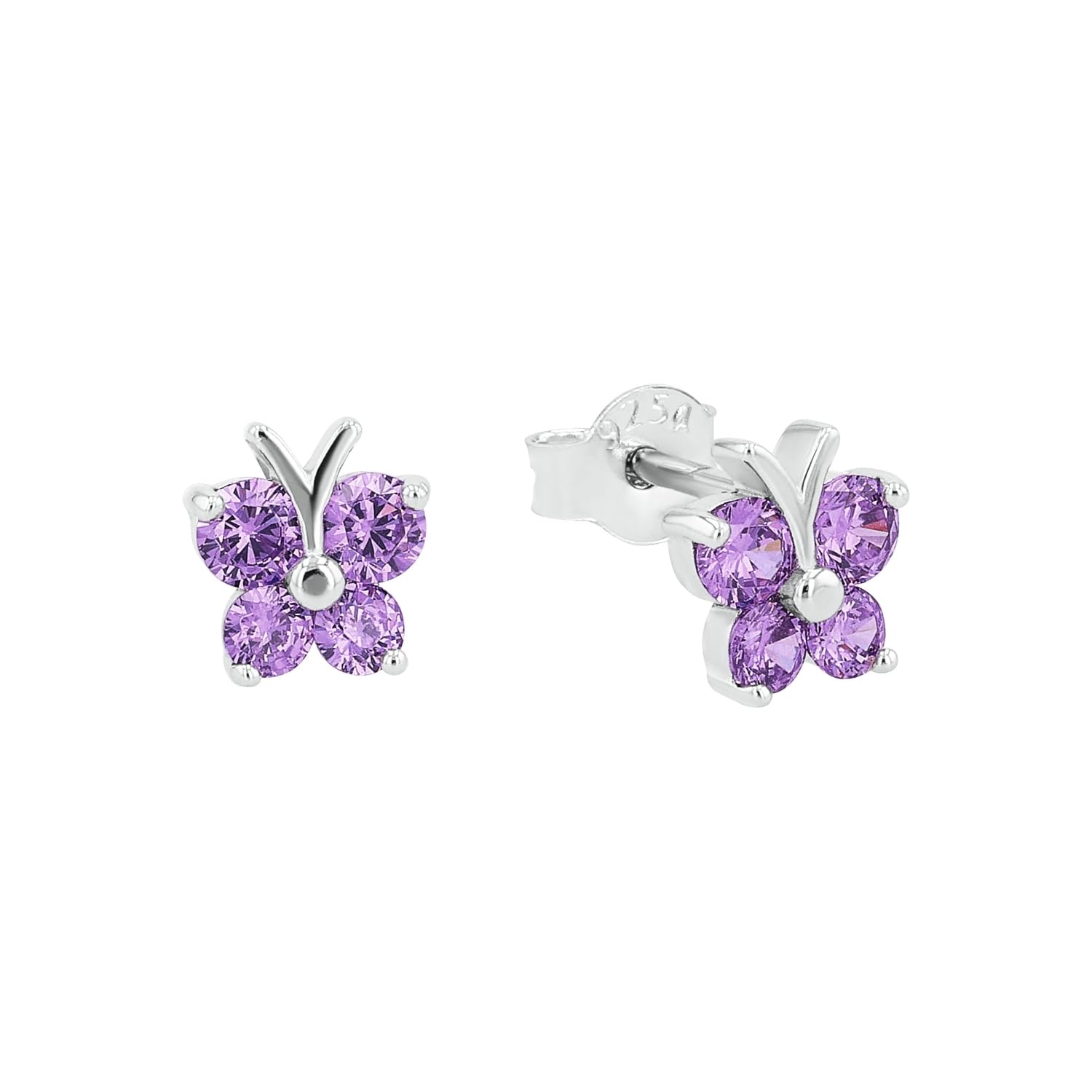 amor-9210039-ohrstecker-schmetterling-lila-zirkonia-kinder image 1