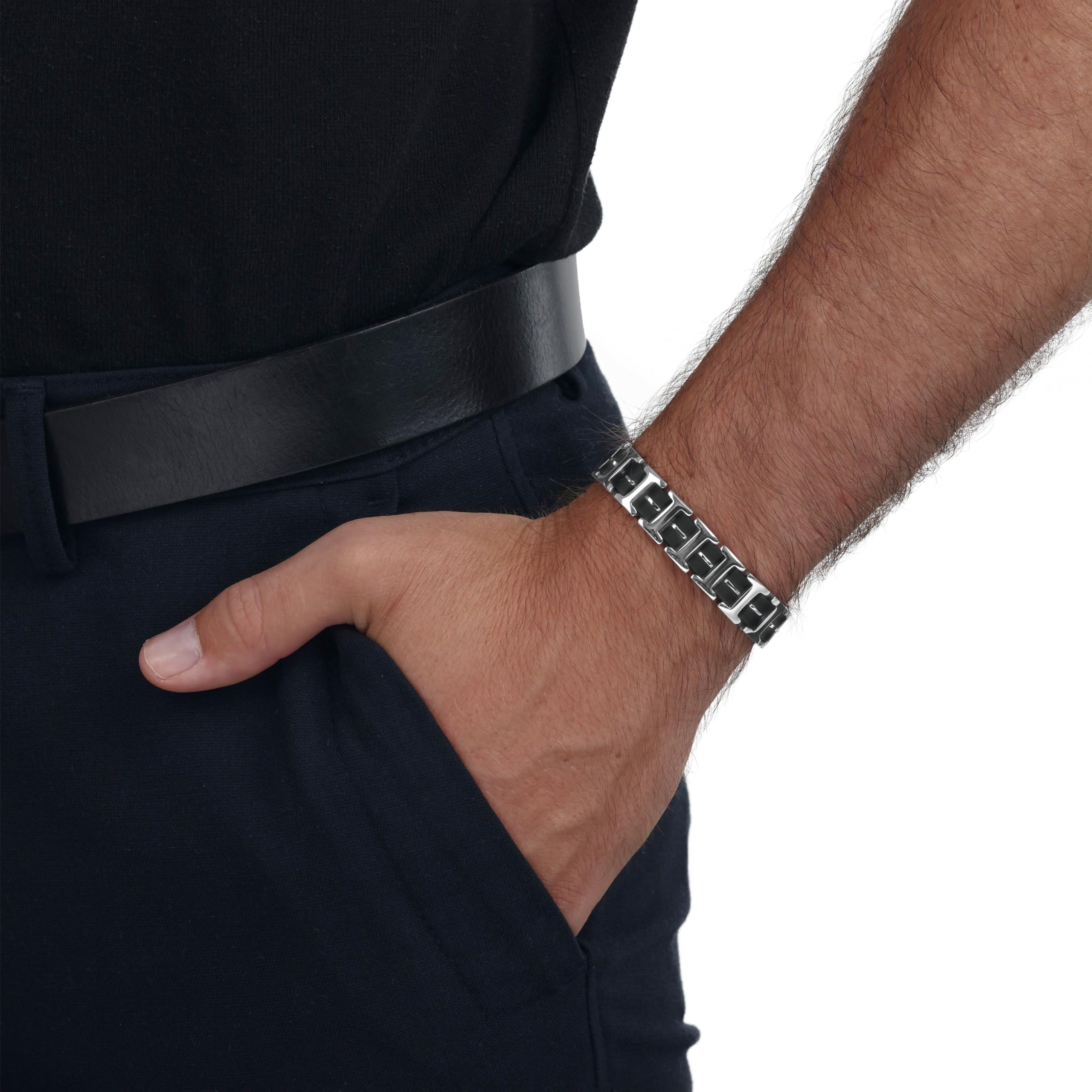 amor-armschmuck-herren-armband-schwarz-silber-edelstahl image 2