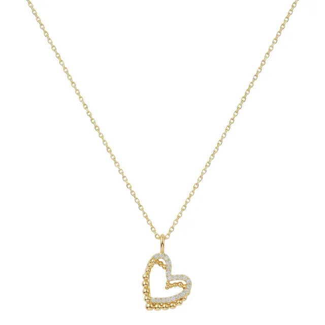 amor-halsschmuck-kette-amr-n0030-925-silber-gold-herz-zirkonia image 1
