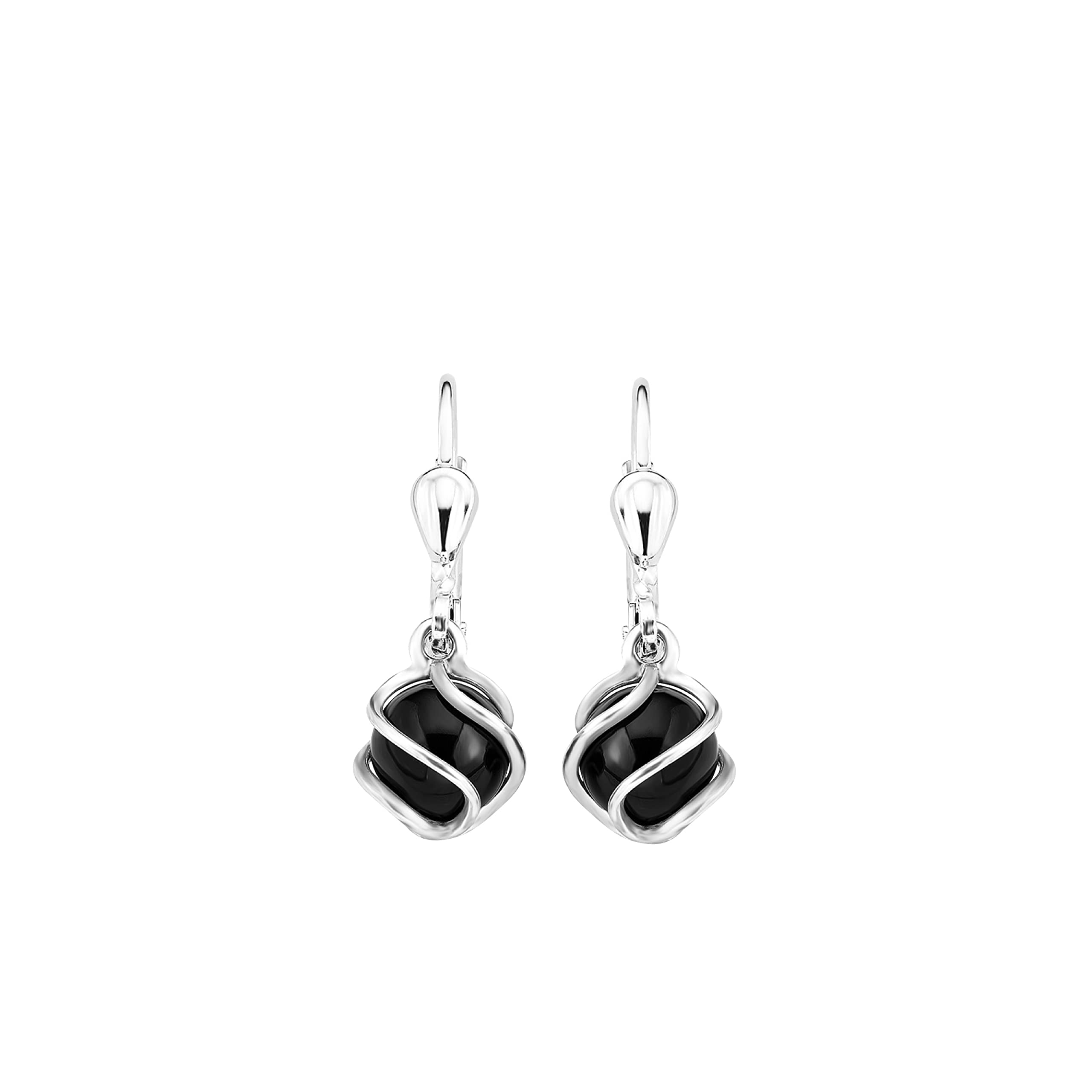 amor-kugel-schwarz-ohrh-nger-925-silber-mit-zirkonia image 2