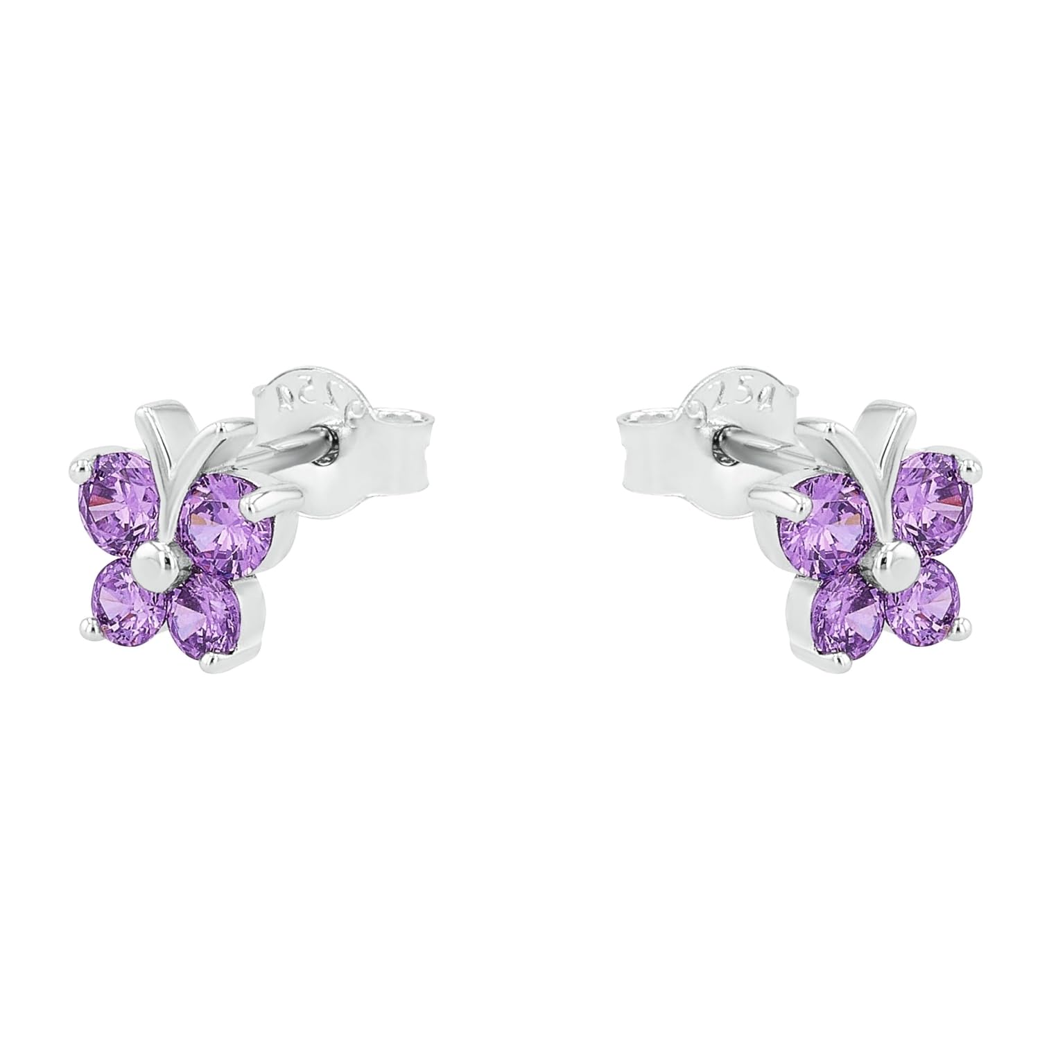 amor-9210039-ohrstecker-schmetterling-lila-zirkonia-kinder image 3