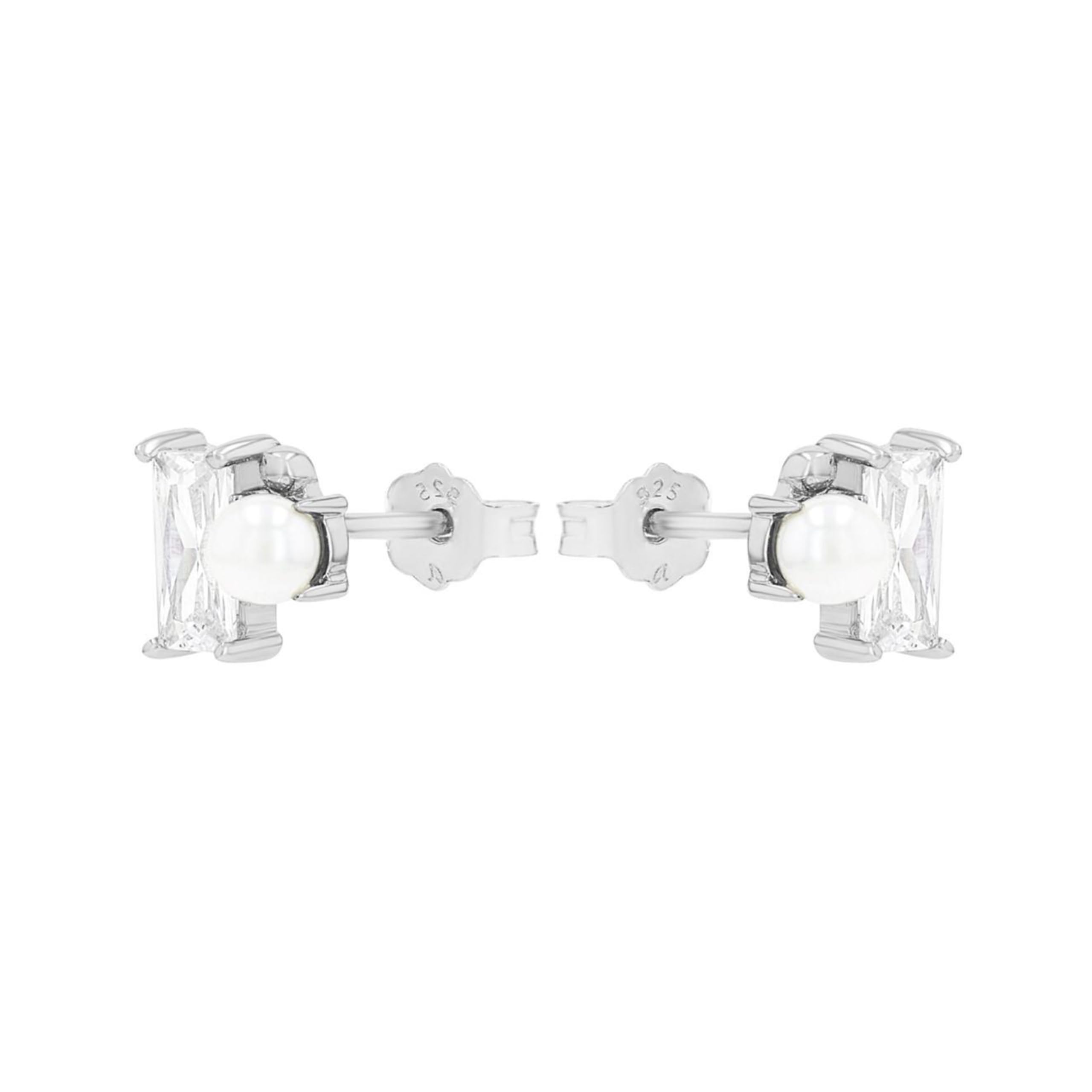 amor-baguette-ohrstecker-damen-silber-perle-zirkonia image 5