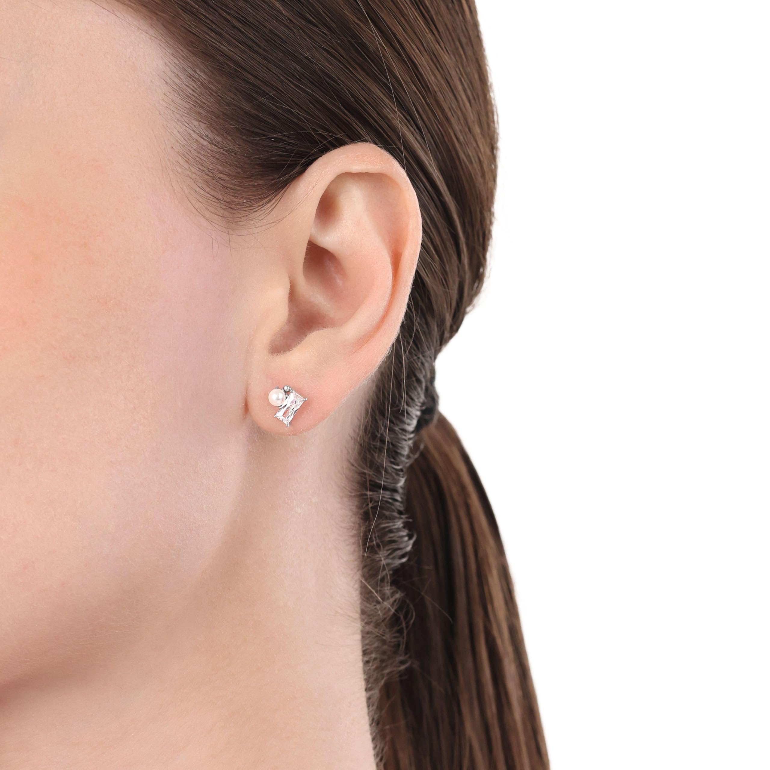 amor-baguette-ohrstecker-damen-silber-perle-zirkonia image 2