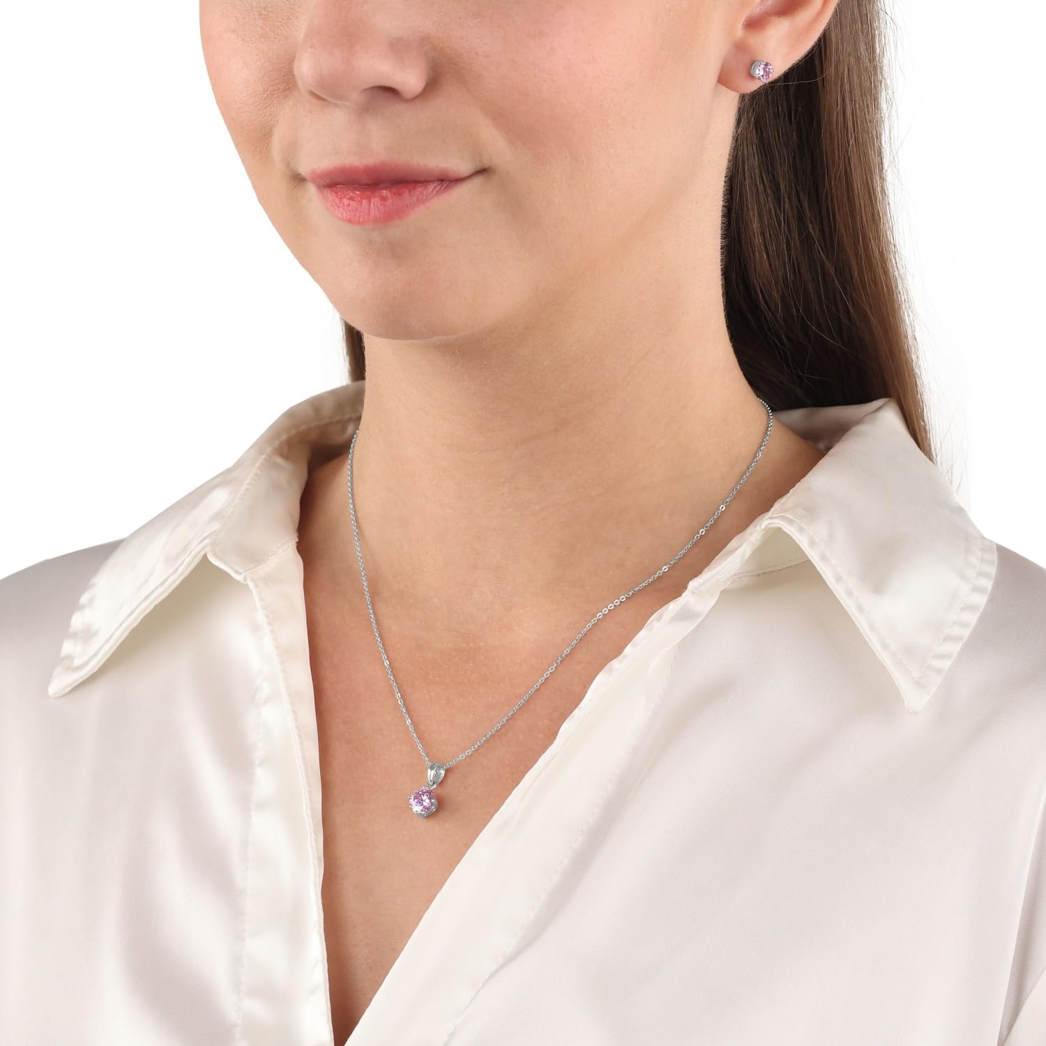 amor-set-damen-silber-925-zirkonia-rosa-42-cm-kette-stecker image 5